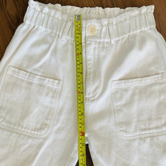 Emerson Fry Cream Linen Paper Bag Waist Cropped Pocket Pants Size M - Picture 6 of 8